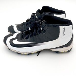 Nike Huarache High Top Baseball Cleats Youth/Mens Size 5 Black w/ White Lace up